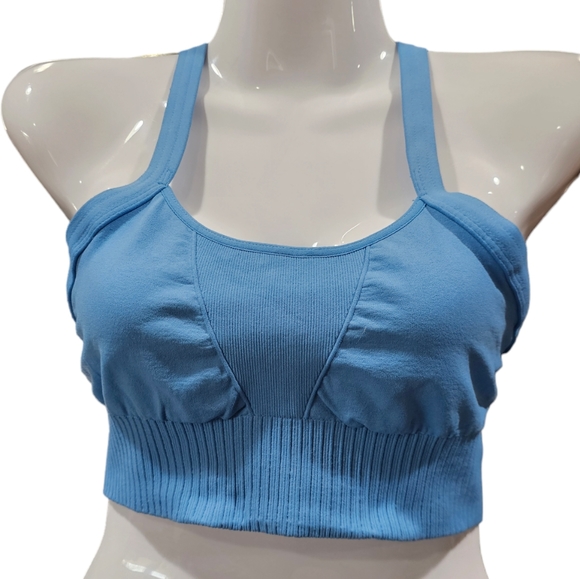 Free Movement Strappy Back Good Karma Bra In Blue Size M NWOT MSRP $58 - Picture 2 of 4